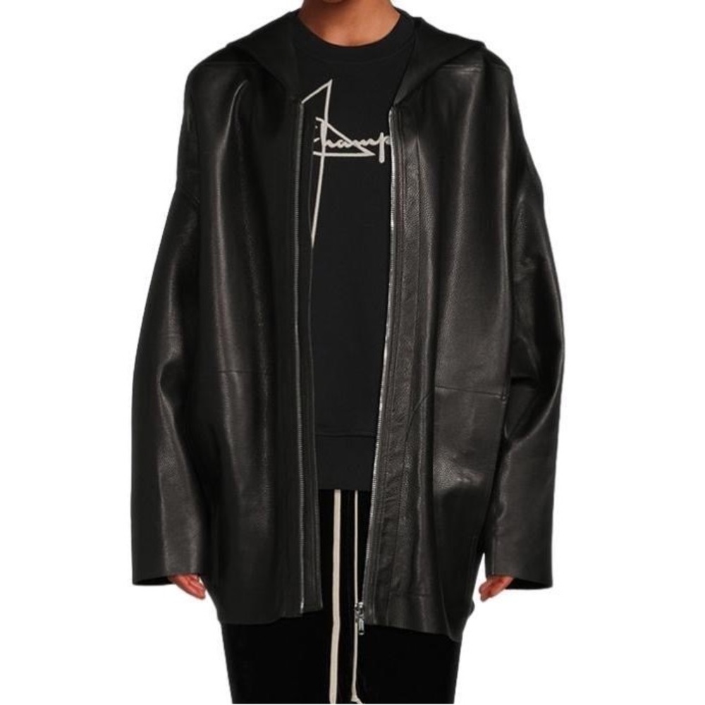 Rick Owens Black Peter Leather Jacket